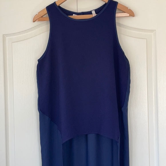 Orange Creek Blue Hi-Low Top with Sheer Back Large - Picture 3 of 8